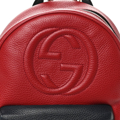 Gucci Pebbled Calfskin Bi-Color Soho Chain Backpack Red Navy 8 of 11