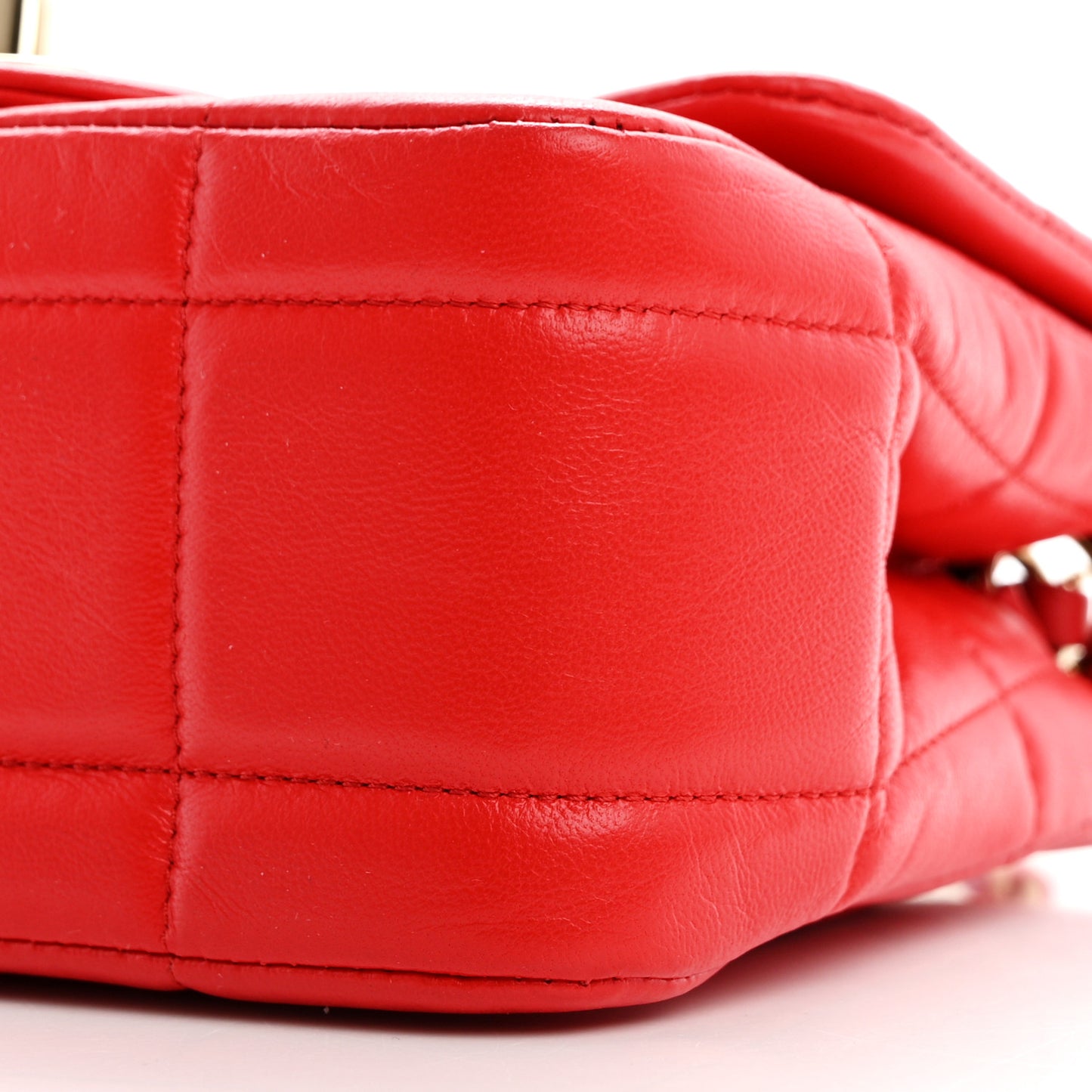Lambskin Resin Crystal Square Quilted Monacoco Mini Flap Red