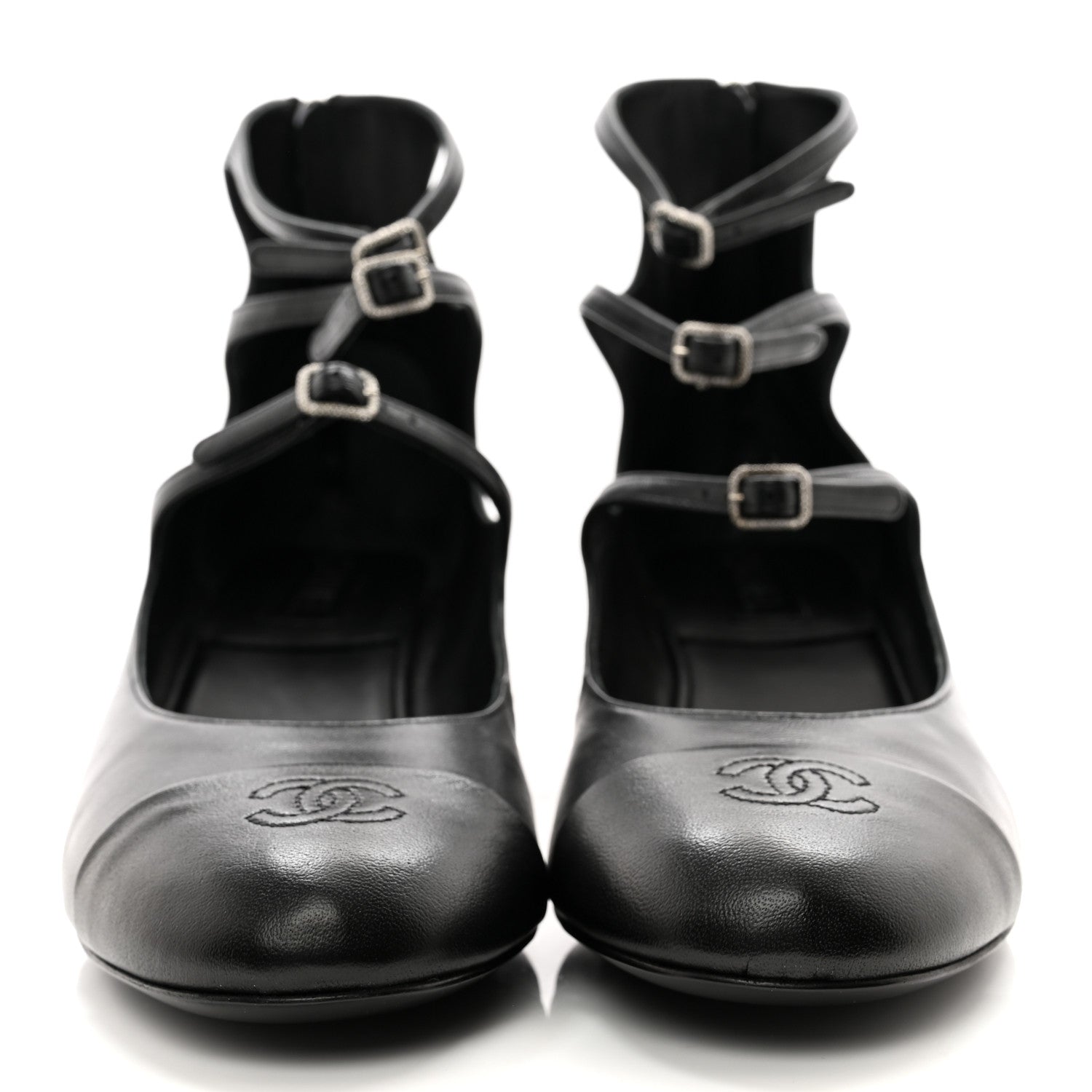 Chanel Lambskin Cap Toe CC Mary Jane Short Boots 41 Black 2 of 9