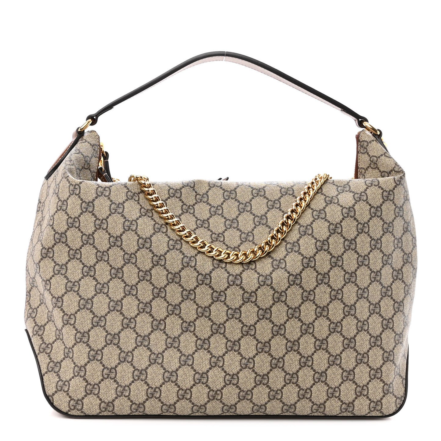 GG Supreme Monogram Large Linea A Hobo Light Brown