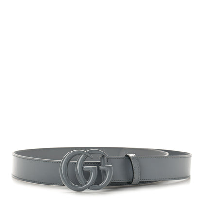 Gucci Azalea Calfskin Enamel Monochrome Double G 30mm Belt 85 34 Deep Grey 1 of 3