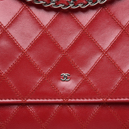 Chanel Calfskin Diamond Stitch Wallet On Chain WOC Red 9 of 9