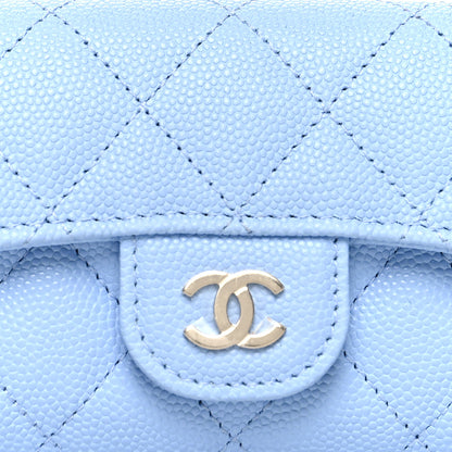 Chanel Caviar Quilted Flap Card Holder Wallet Light Blue 9 of 10