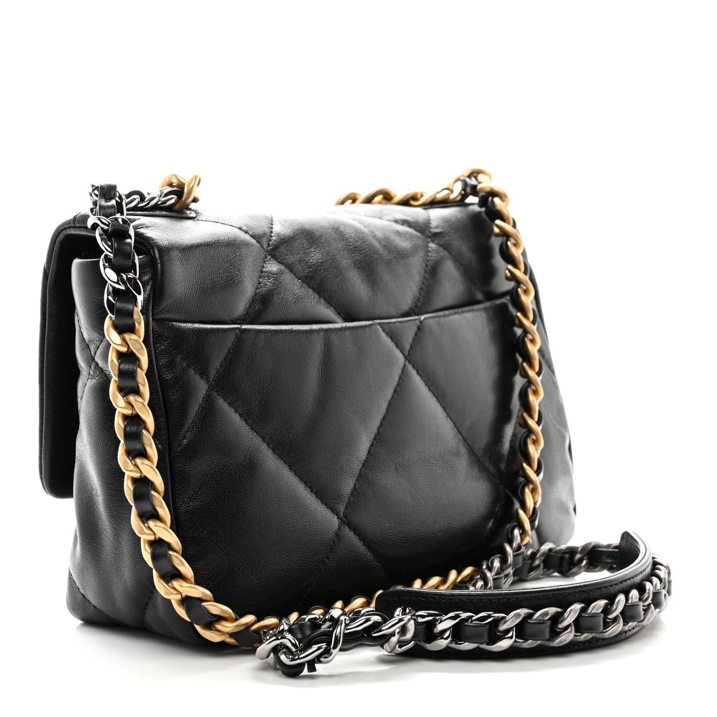 Goatskin Quilted Medium Chanel 19 Flap Black
