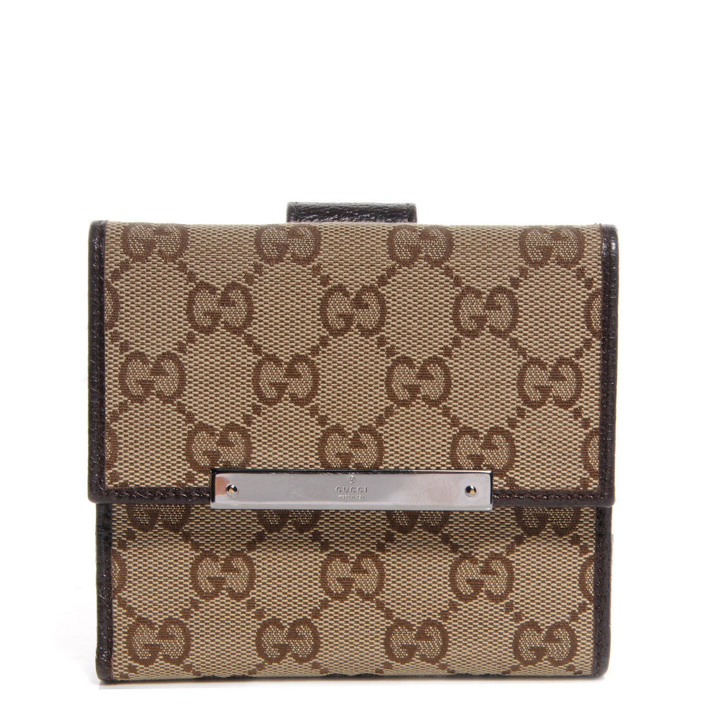 Monogram Metal Bar French Flap Wallet Beige Ebony Cocoa