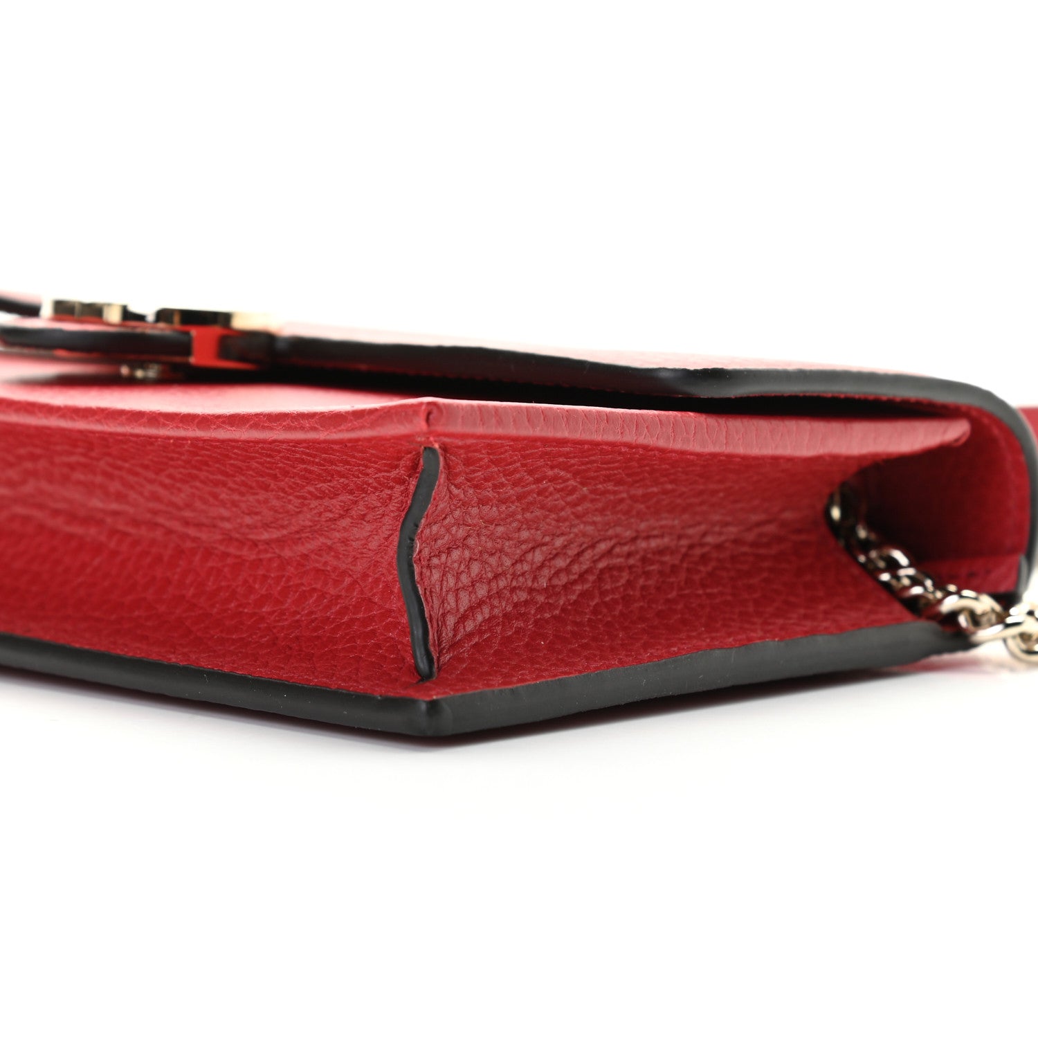 Gucci Dollar Calfskin Interlocking G Chain Wallet Red 6 of 9