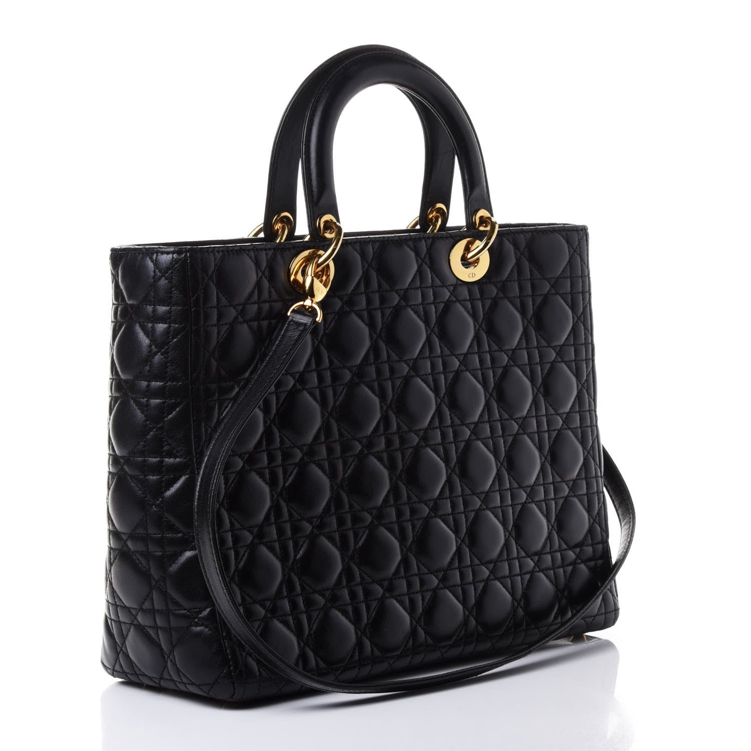 Christian Dior Lambskin Cannage Large Lady Dior Black 2 of 4