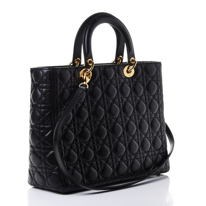 Christian Dior Lambskin Cannage Large Lady Dior Black 2 of 4