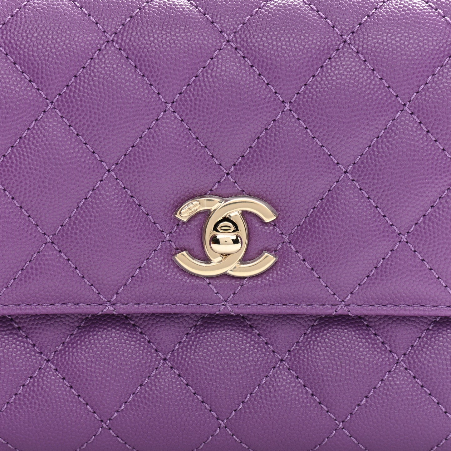 Caviar Quilted Mini Coco Handle Flap Purple