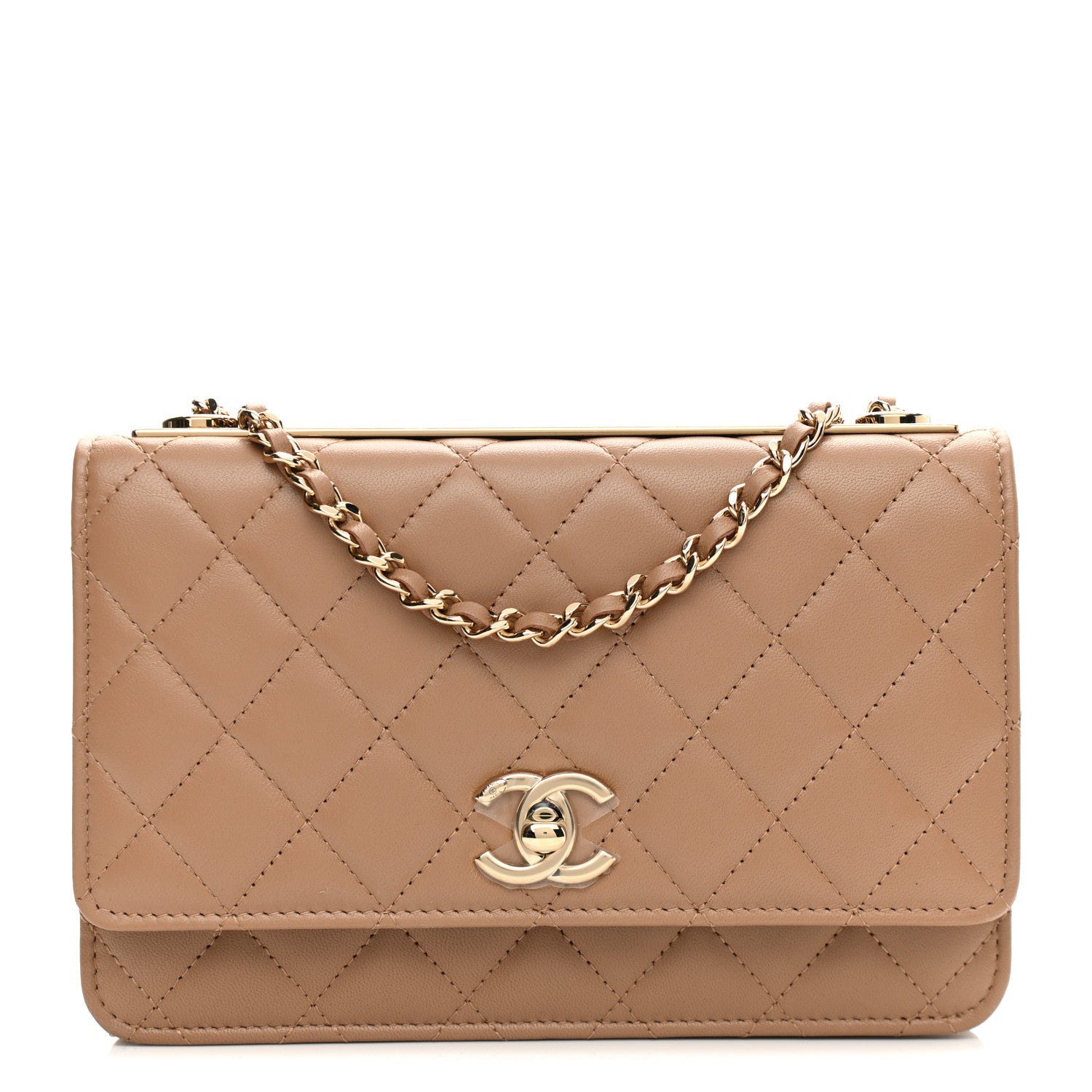 Chanel Lambskin Quilted Trendy CC Wallet On Chain WOC Beige 1 of 13