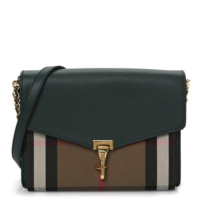 Burberry Derby Calfskin House Check Small Macken Crossbody Bag Dark Bottle Green 1 of 10
