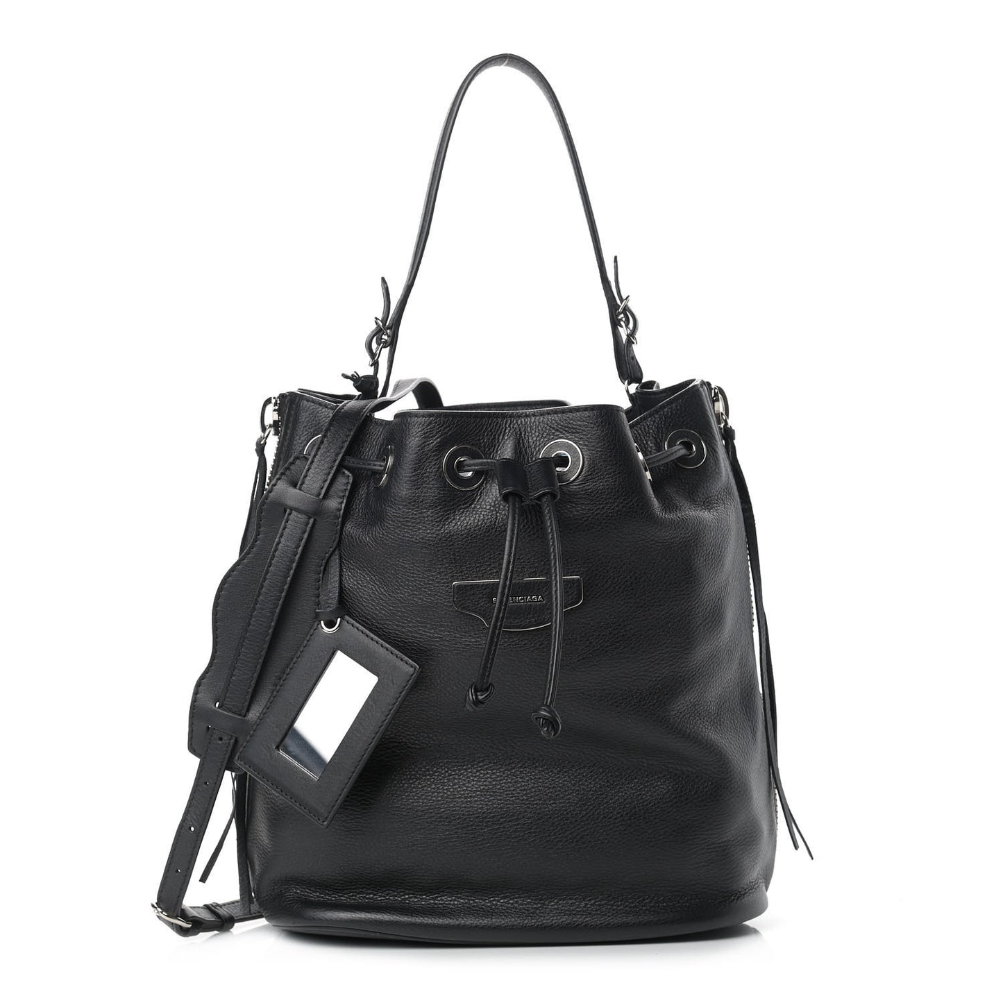 Veau Papier Plate Small Bucket Bag Black