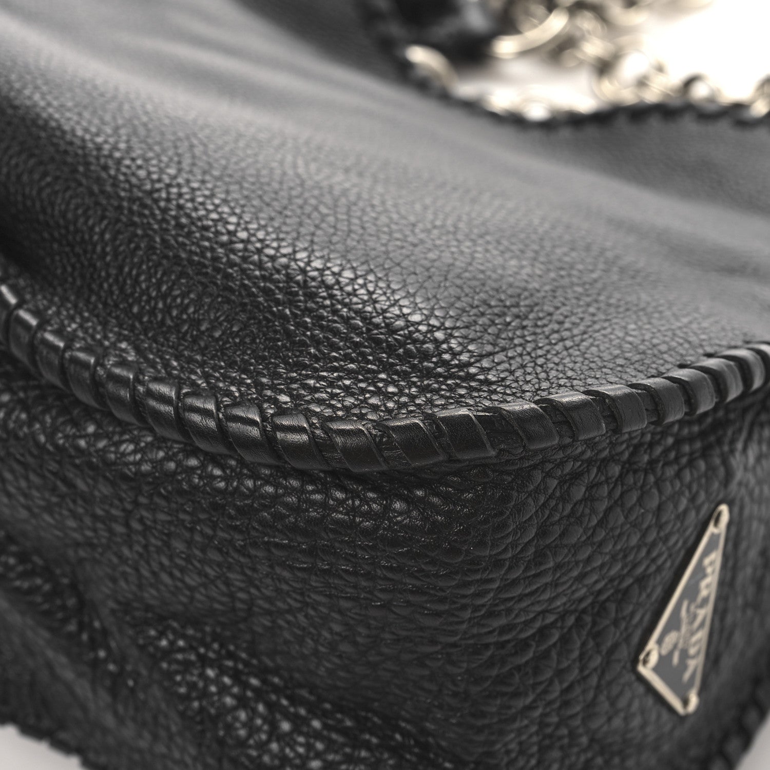 Prada Vitello Daino Chain Braided Hobo Black 11 of 11