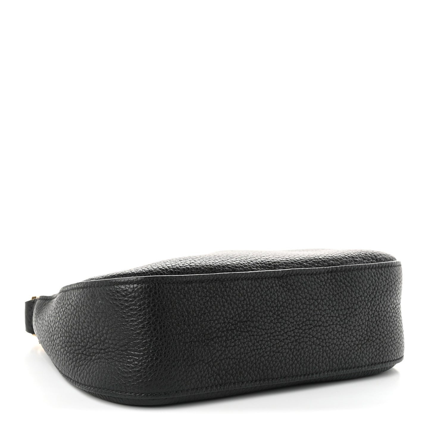 Vitello Daino Soft Zippered Hobo Shoulder Bag Black