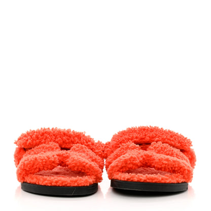 Hermes Woolskin Womens Chypre Sandals 36.5 Orange 2 of 10