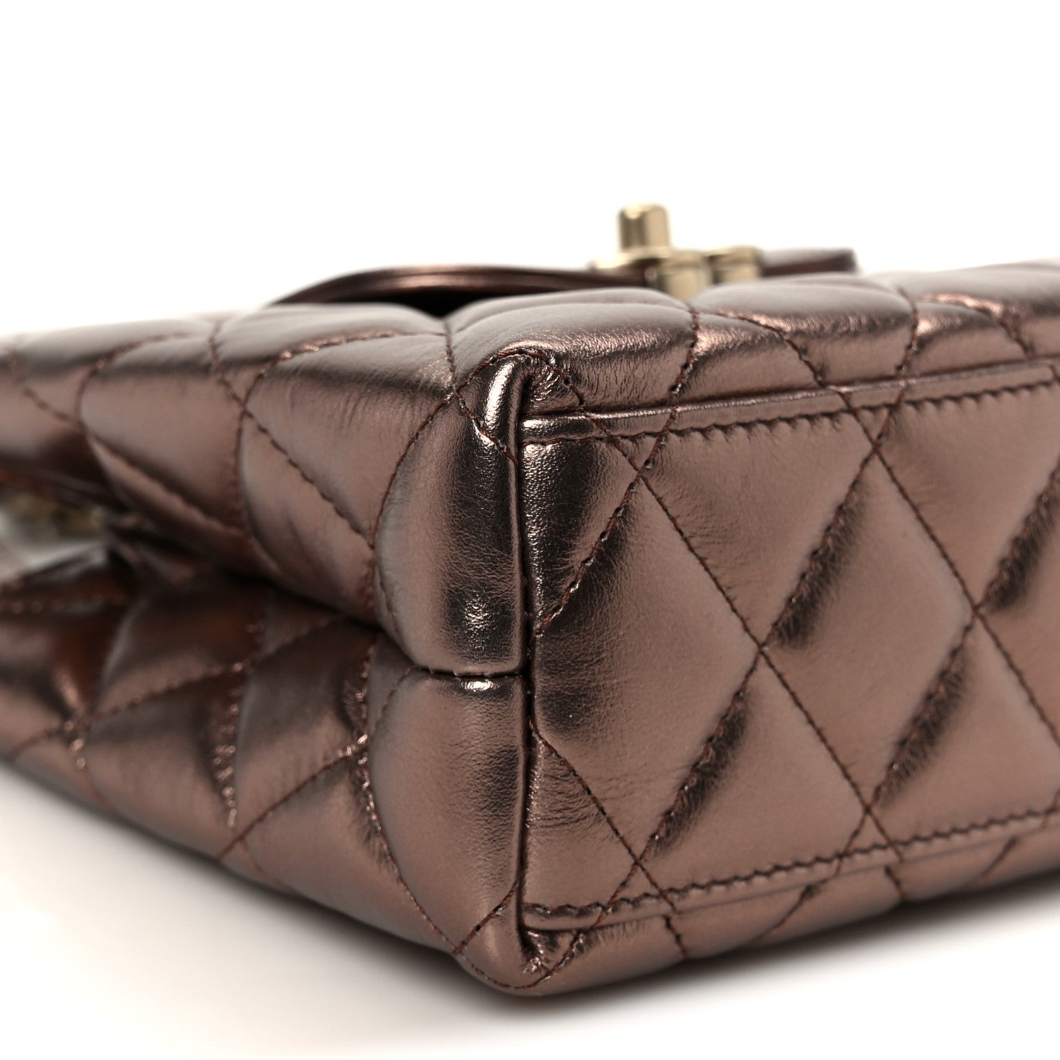 Chanel Metallic Aged Calfskin Quilted Nano Kelly Shopper Bronze 9 of 11