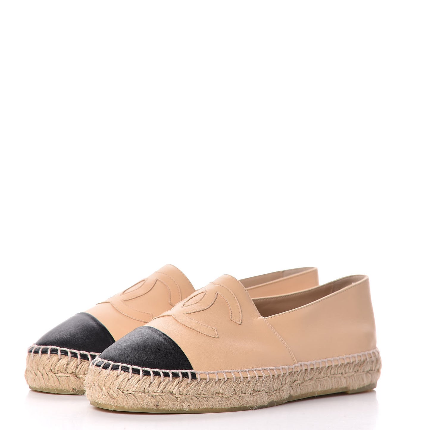 Lambskin CC Espadrilles 40 Beige Black