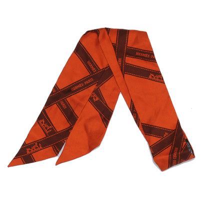 Hermes Silk Bolduc Twilly Orange 1 of 3