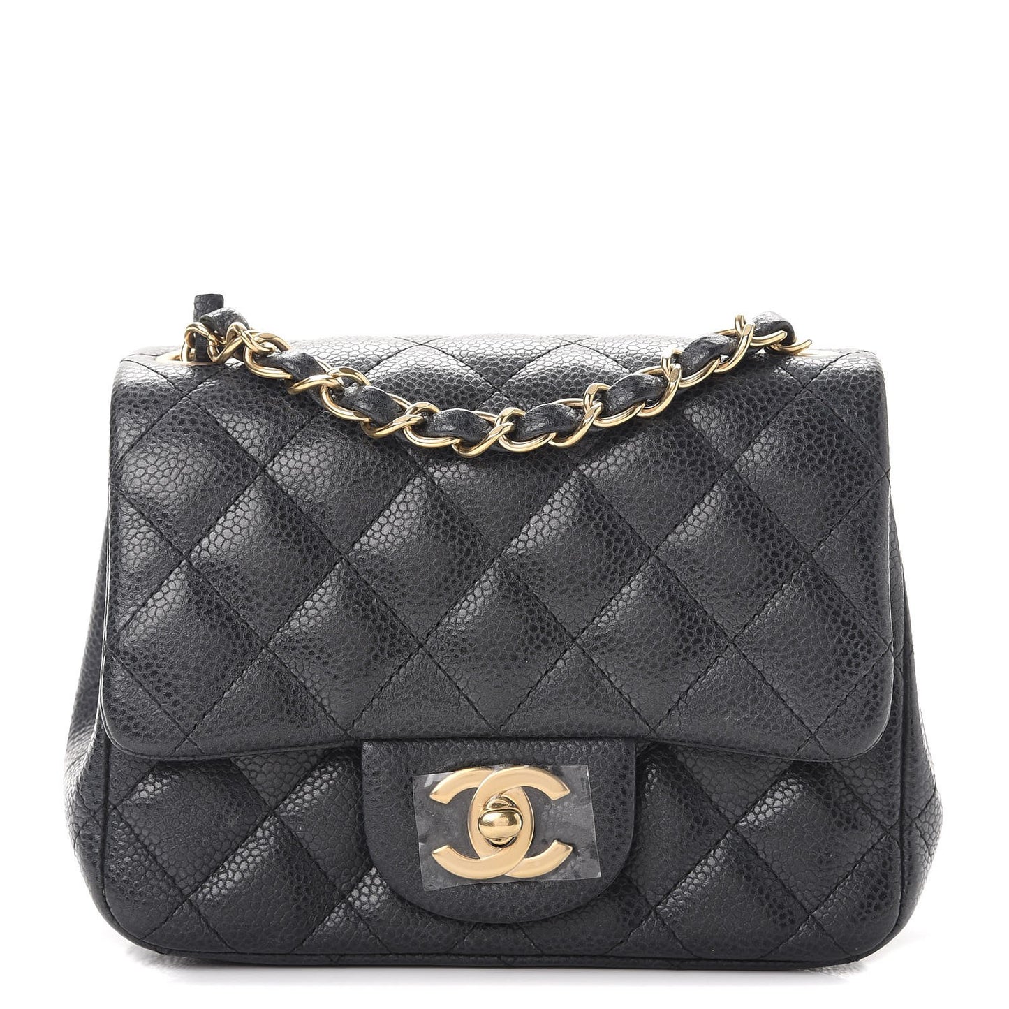 Caviar Quilted Mini Square Flap Dark Grey