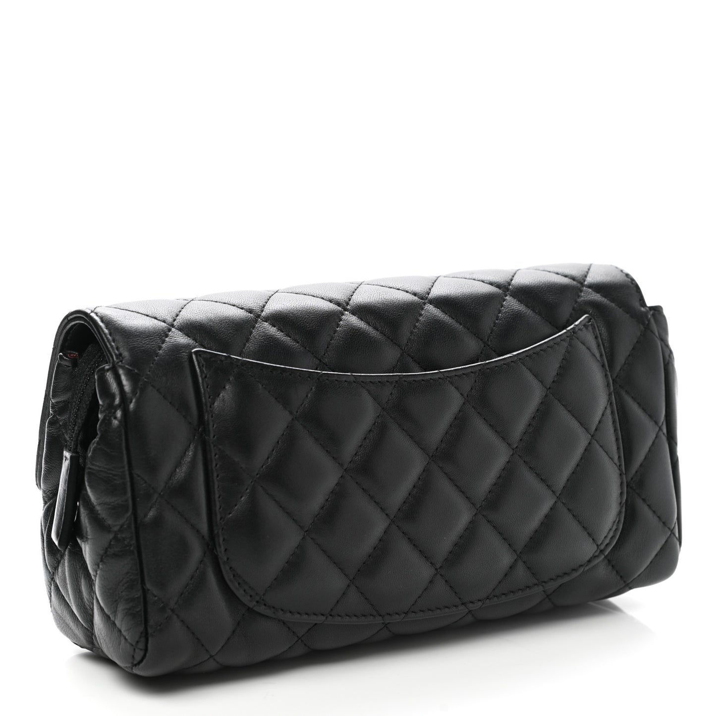Lambskin Quilted Flap Cosmetic Case Black