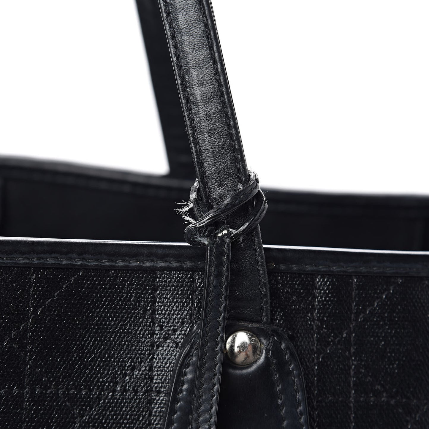 Coated Canvas Cannage Large Panarea Shopping Tote Black