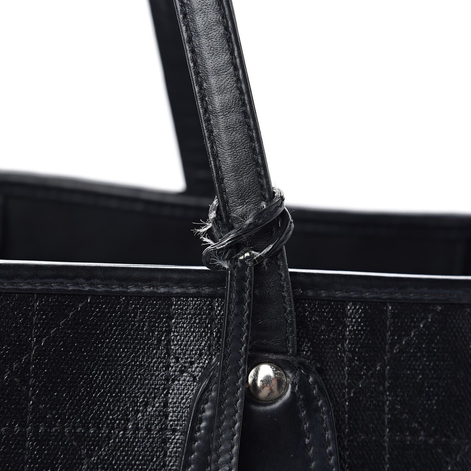 Christian Dior Coated Canvas Cannage Large Panarea Shopping Tote Black 12 of 17
