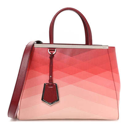 Fendi Vitello Elite Geometric Degrade Regular 2Jours Tote Red 1 of 10