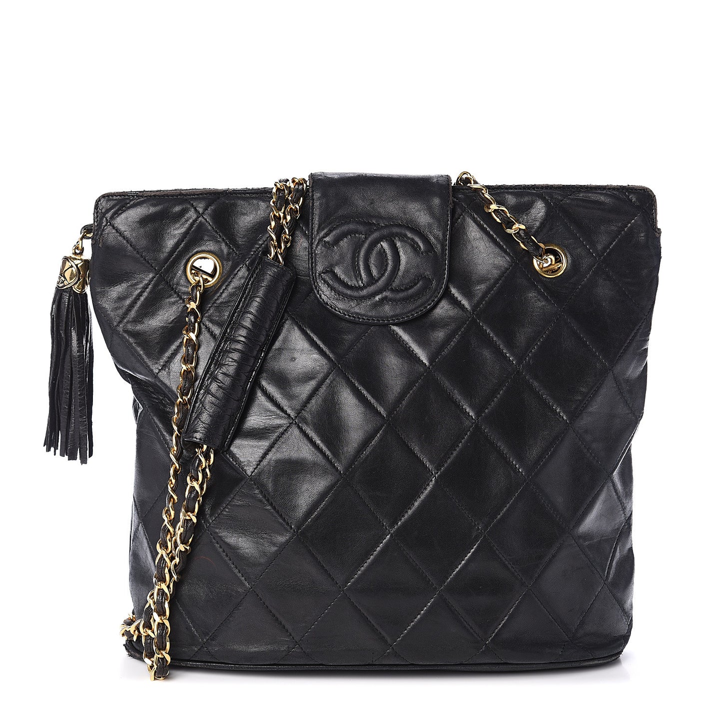 Lambskin Quilted Shoulder Bag Black