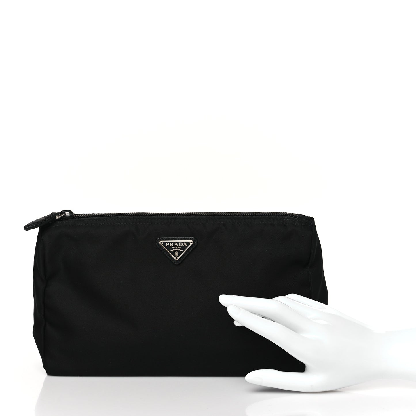 Nylon Tessuto Cosmetic Pouch Black