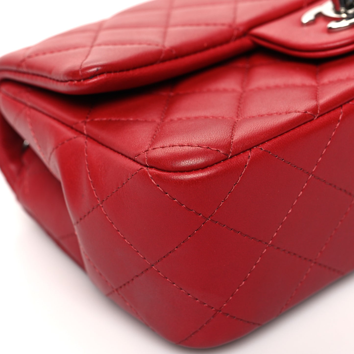 Lambskin Quilted Mini Rectangular Flap Red