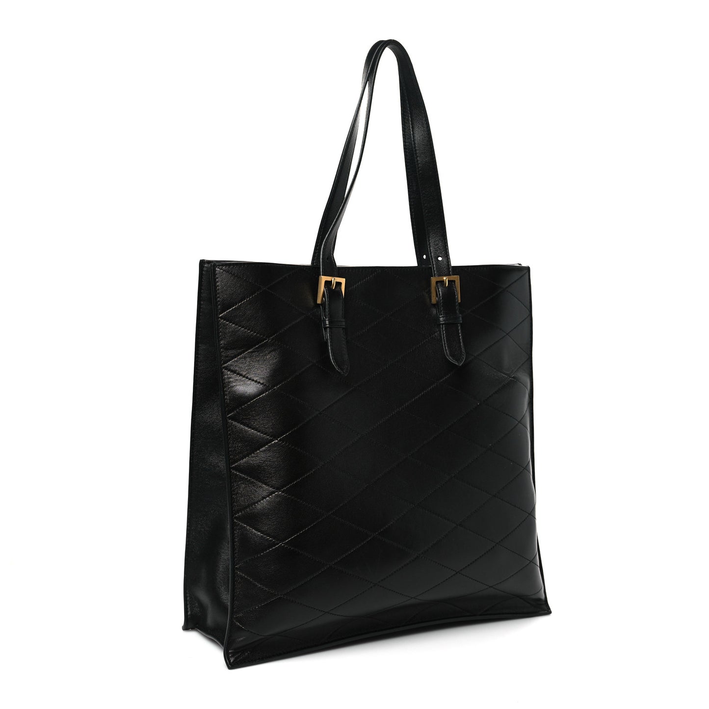 Lambskin Quilted Sade Puffer Tote Black