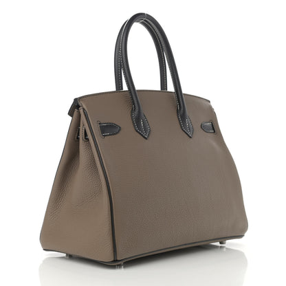 Hermes Togo Horseshoe Birkin 30 Black Etoupe 3 of 11