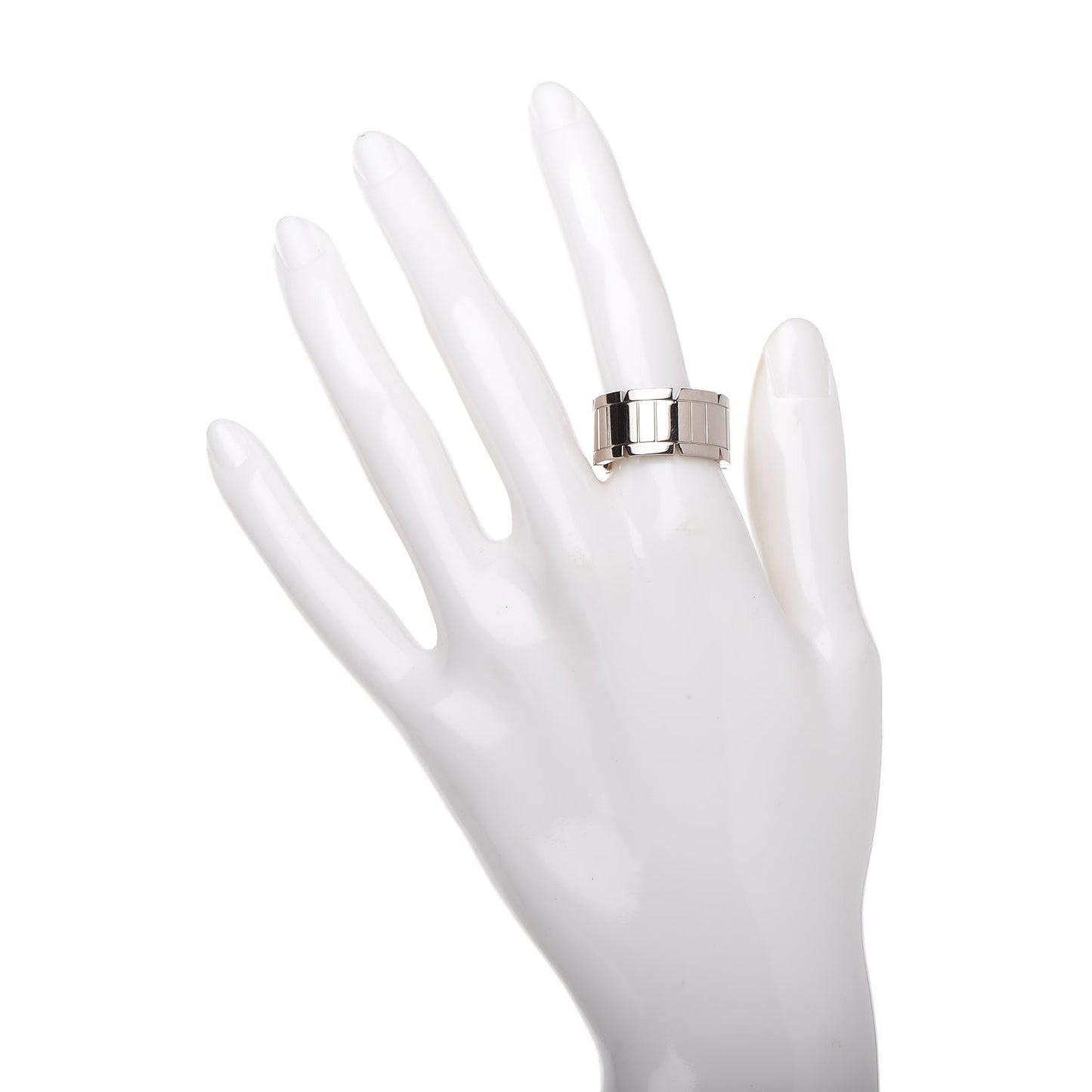 18K White Gold 11mm Tank Francaise Ring 58 8.25