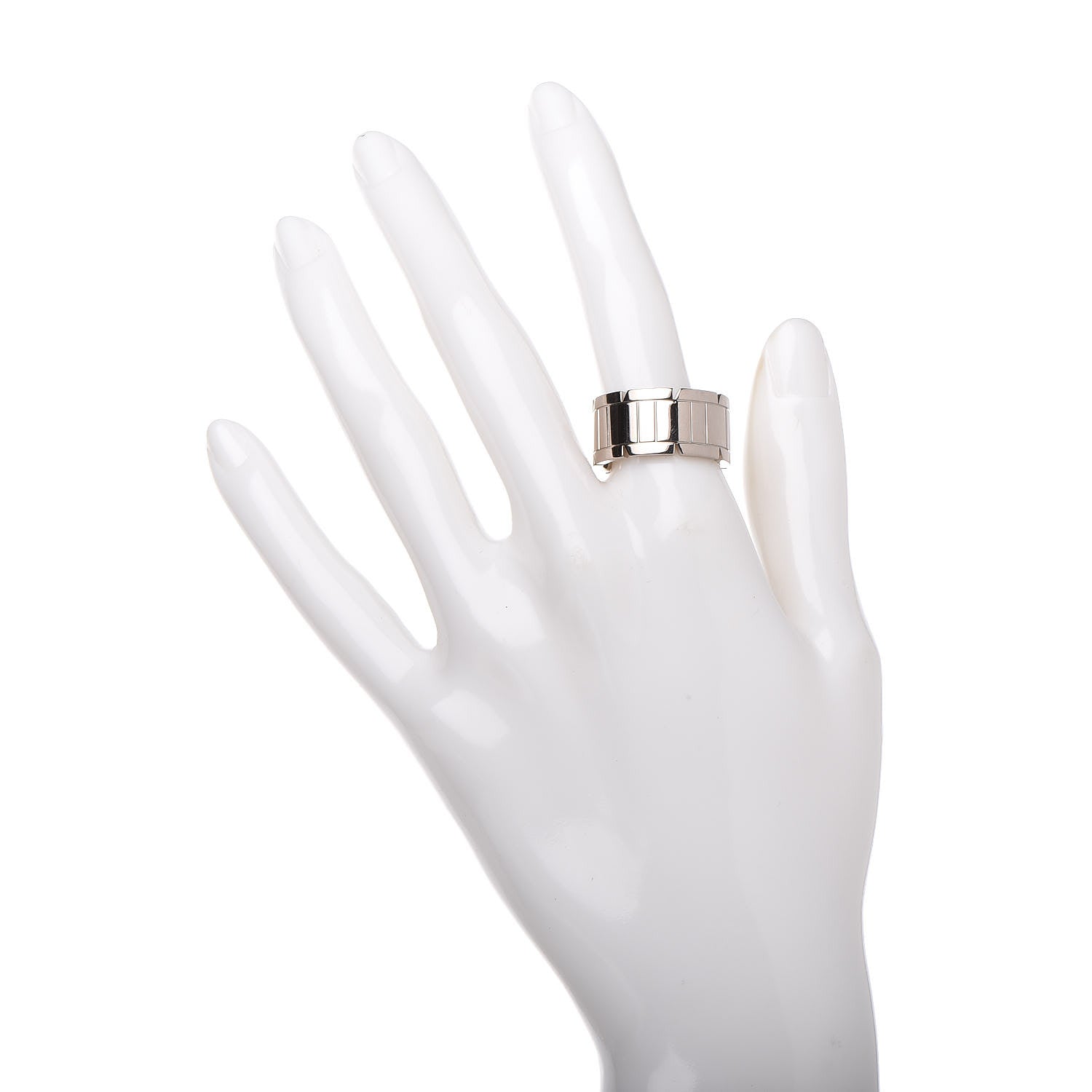 Cartier 18K White Gold 11mm Tank Francaise Ring 58 8.25 3 of 5