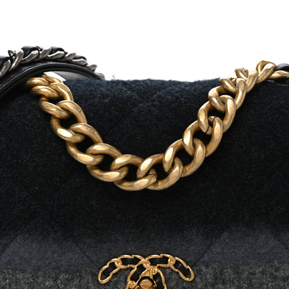 Chanel Wool Quilted Medium Chanel 19 Flap Black Grey 8 of 11