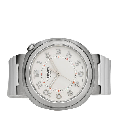 Hermes Stainless Steel Rubber 36mm Cut Automatic Watch Blanc 2 of 5