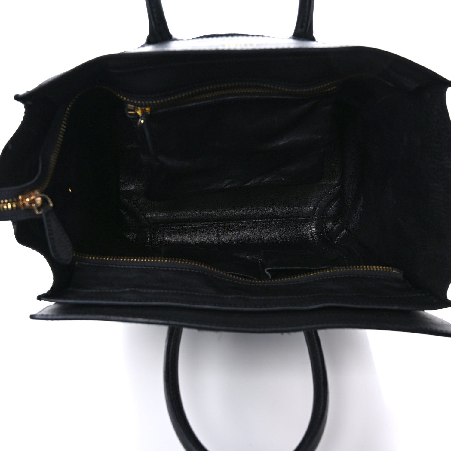 Celine Smooth Calfskin Suede Mini Luggage Black 5 of 10