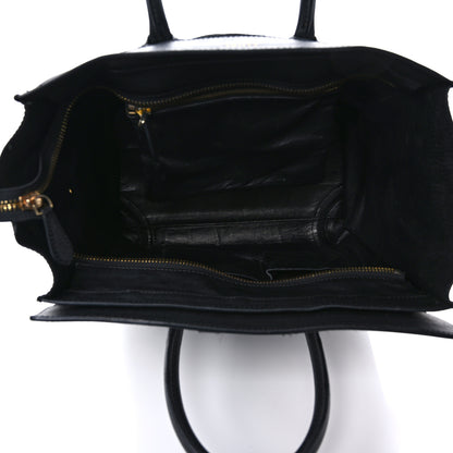 Celine Smooth Calfskin Suede Mini Luggage Black 5 of 10