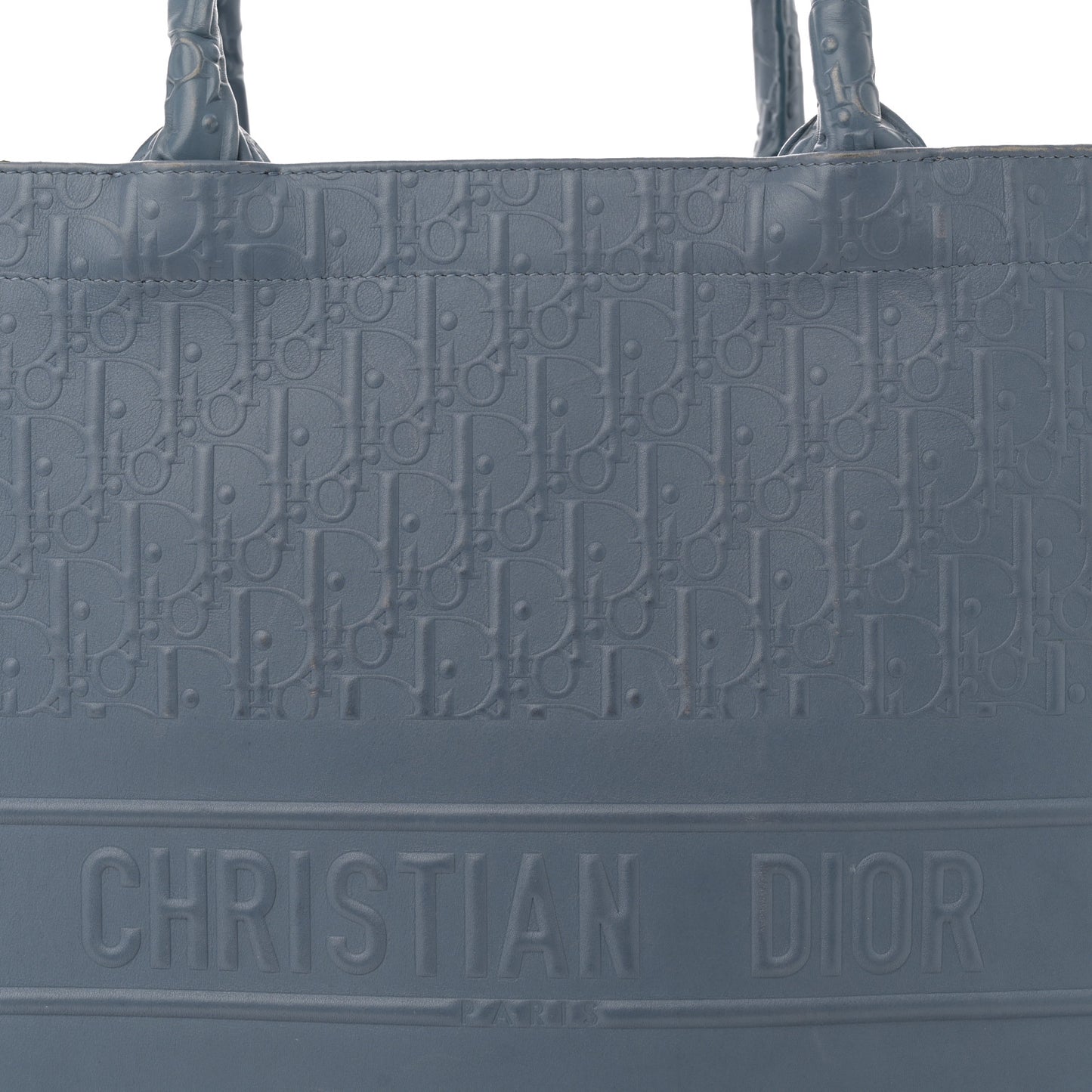 Oblique Calfskin Embossed Book Tote Denim Blue