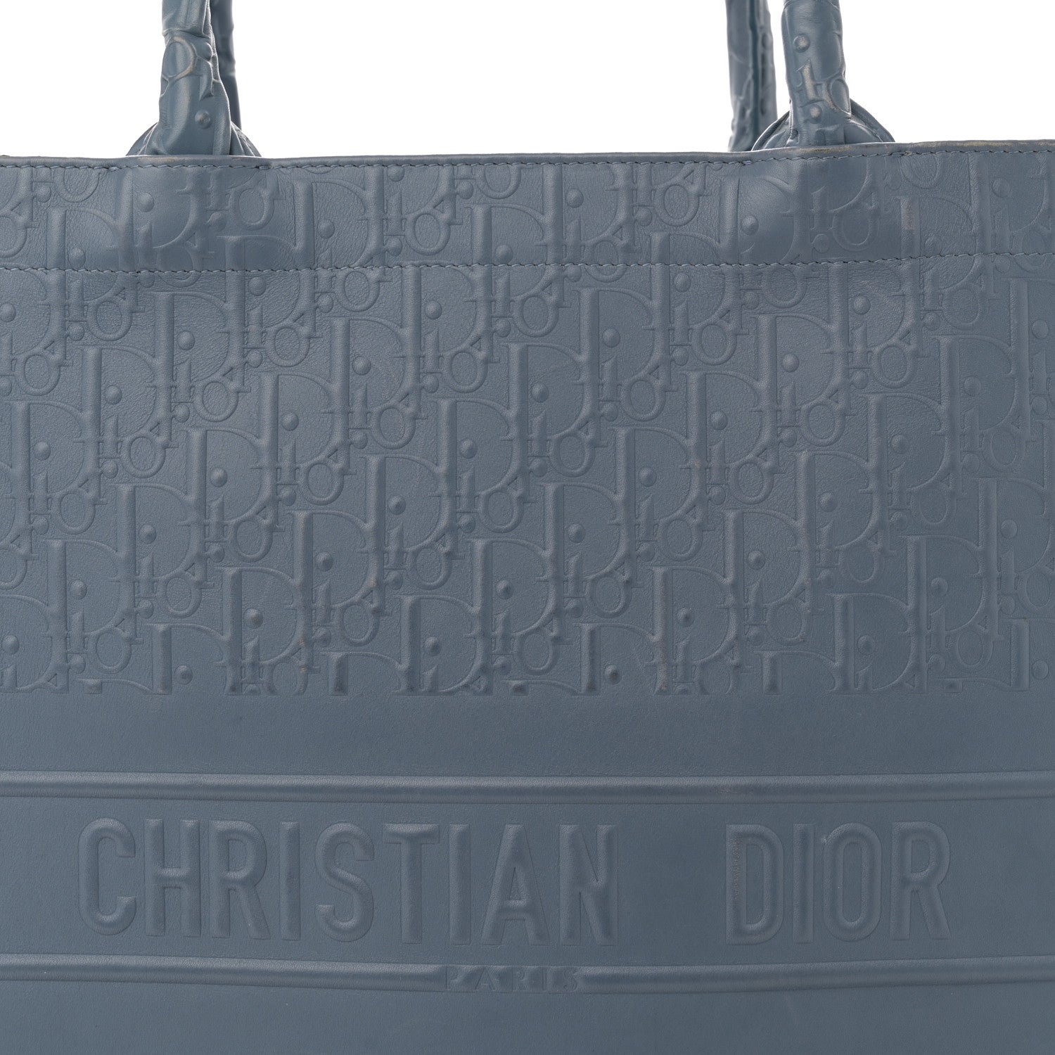 Christian Dior Oblique Calfskin Embossed Book Tote Denim Blue 8 of 14