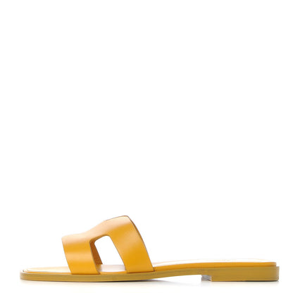 Hermes Calfskin Oran Sandals 37 Ocre Jaune 1 of 10