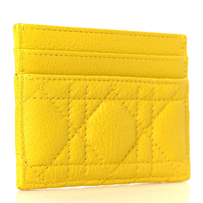 Christian Dior Supple Calfskin Cannage Caro Five-Slot Card Holder Yellow 3 of 8