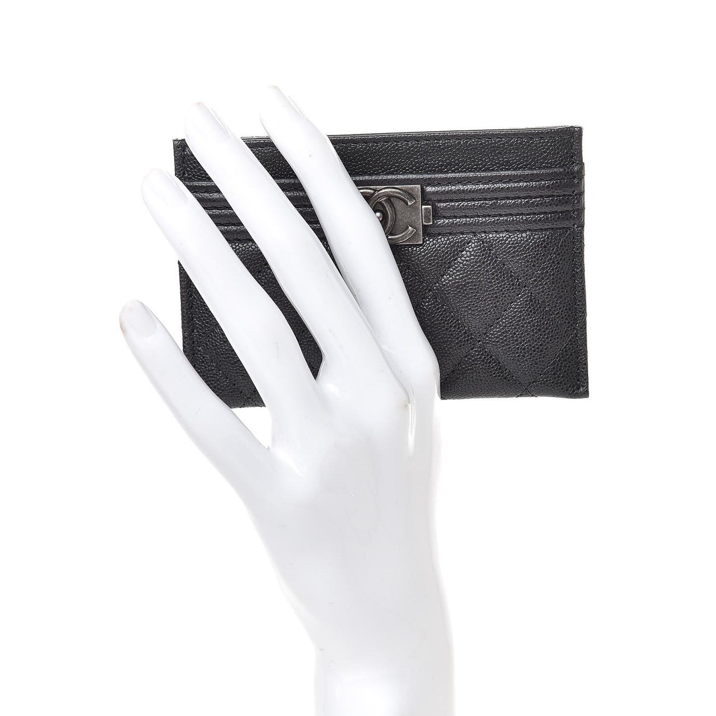 Caviar Quilted Boy Card Holder Charcoal