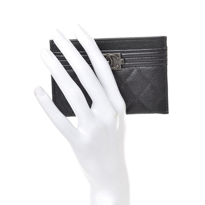 Chanel Caviar Quilted Boy Card Holder Charcoal 2 of 9