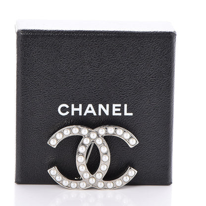 Chanel Pearl CC Brooch Pin Silver 5 of 5