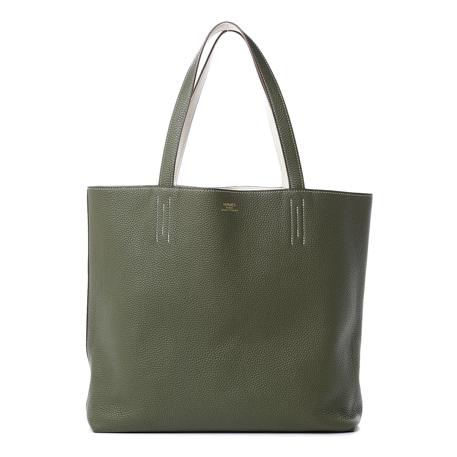Hermes Taurillon Clemence Double Sens 36 Reversible Tote Canopee White 1 of 13