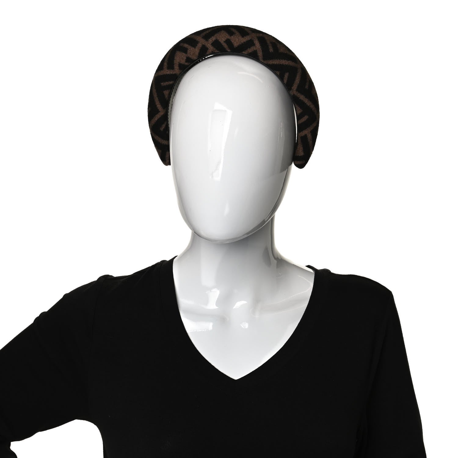 Fendi Wool Cashmere FF Logo Headband Tobacco 2 of 10