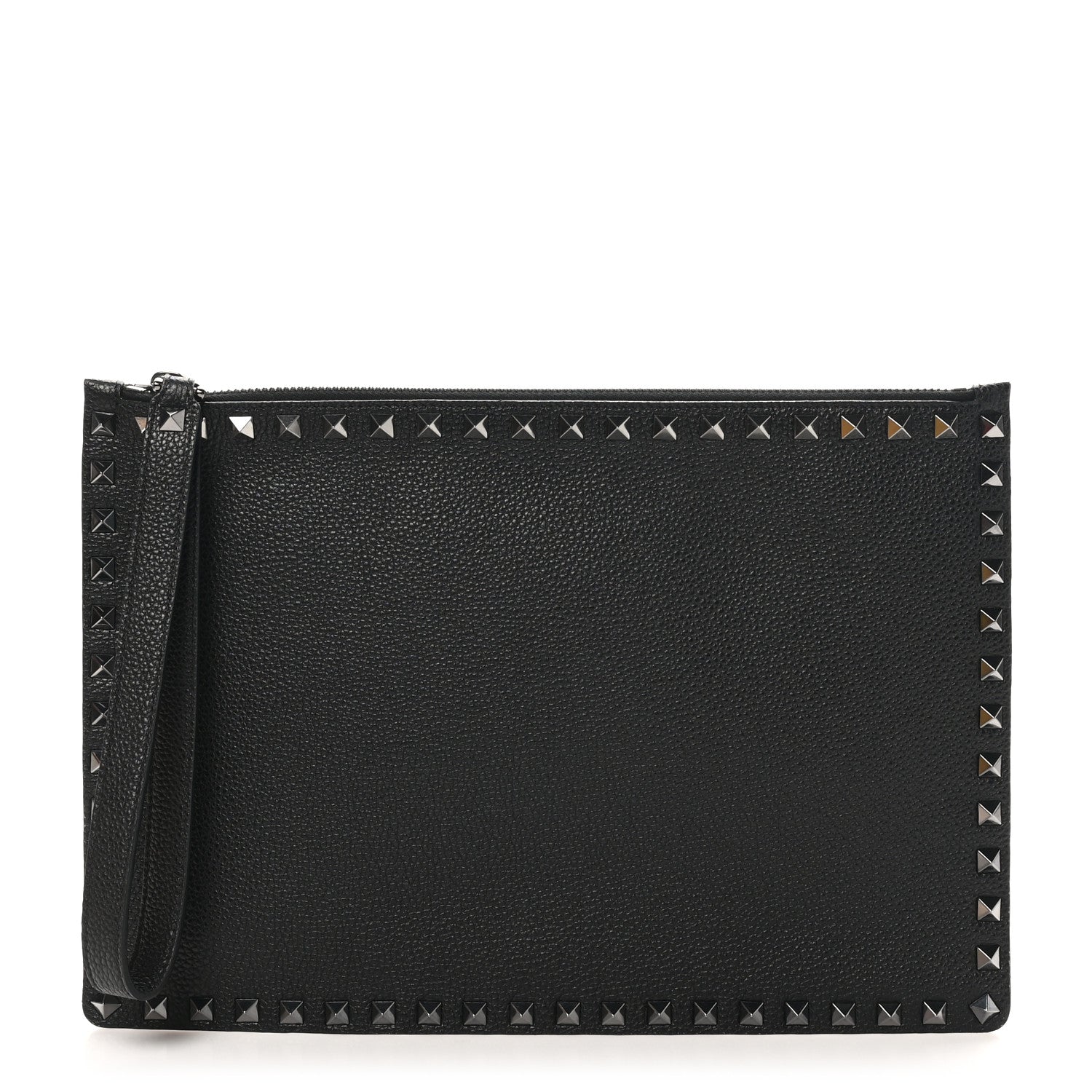 Valentino Garavani Vitello Monochrome Large Rockstud Zip Pouch Black 1 of 8