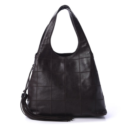 Chanel Calfskin Square Stitched Tassel Hobo Brown 1 of 12