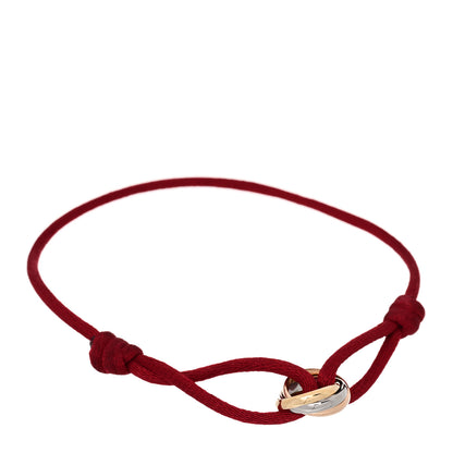 Cartier 18K Pink Yellow White Gold Trinity Cord Bracelet Red 1 of 4